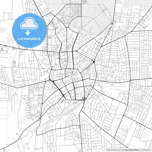 Vector PDF map of Debrecen, Hungary