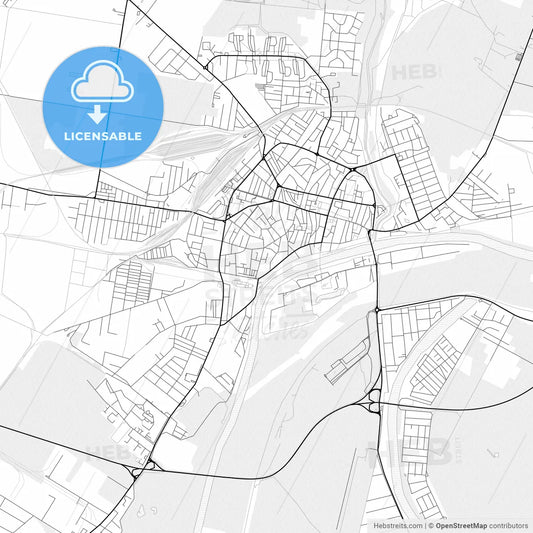 Vector PDF map of Szolnok, Hungary
