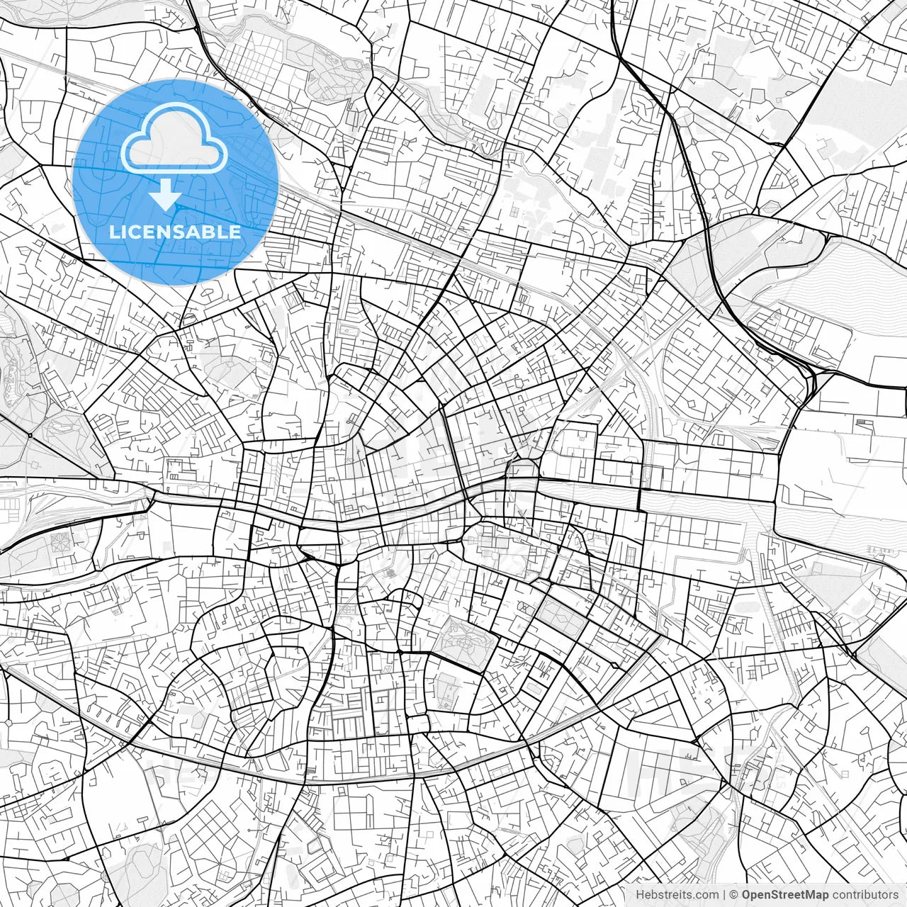 Vector PDF map of Dublin, Ireland