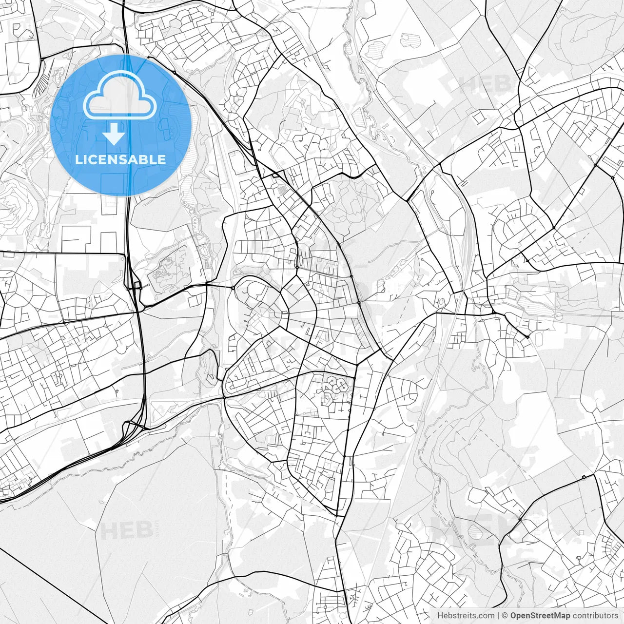 Vector PDF map of Kerkrade, Netherlands