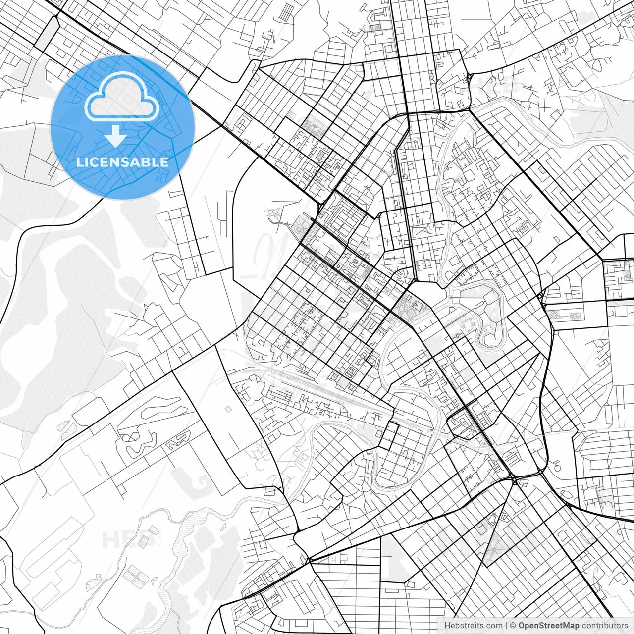 Vector PDF map of Grozny, Russia