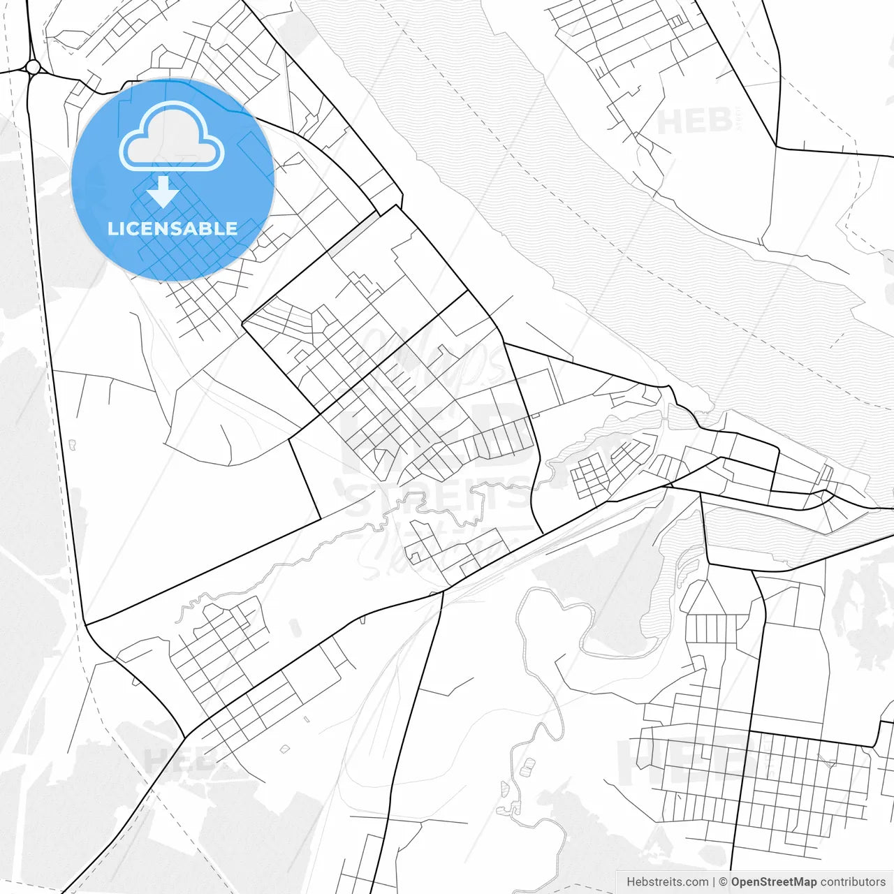 Vector PDF map of Kineshma, Russia
