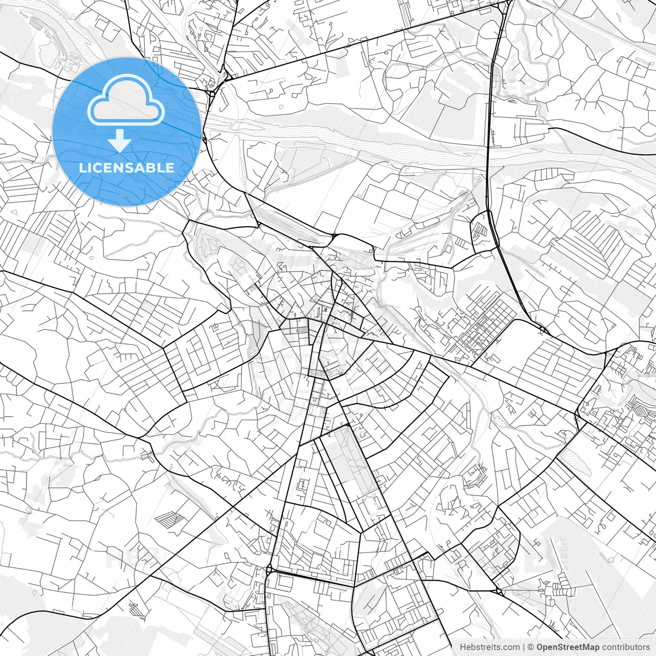 Vector PDF map of Chernivtsi, Ukraine