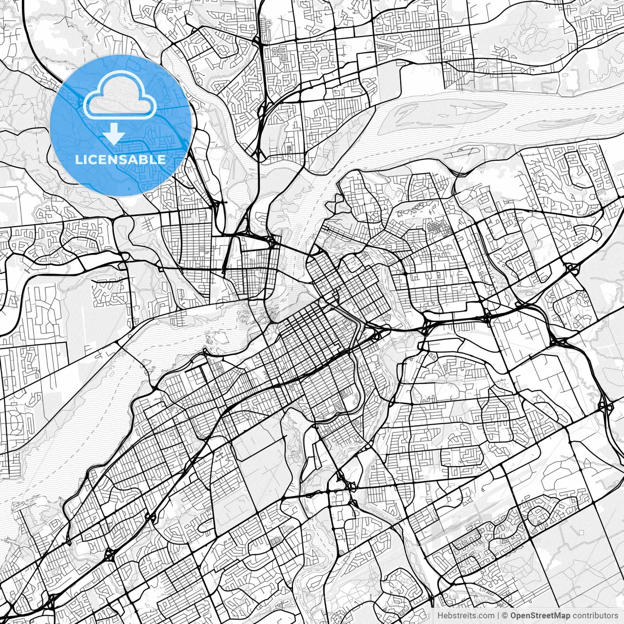 Vector PDF map of Ottawa, Canada