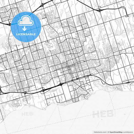 Vector PDF map of Oshawa, Canada