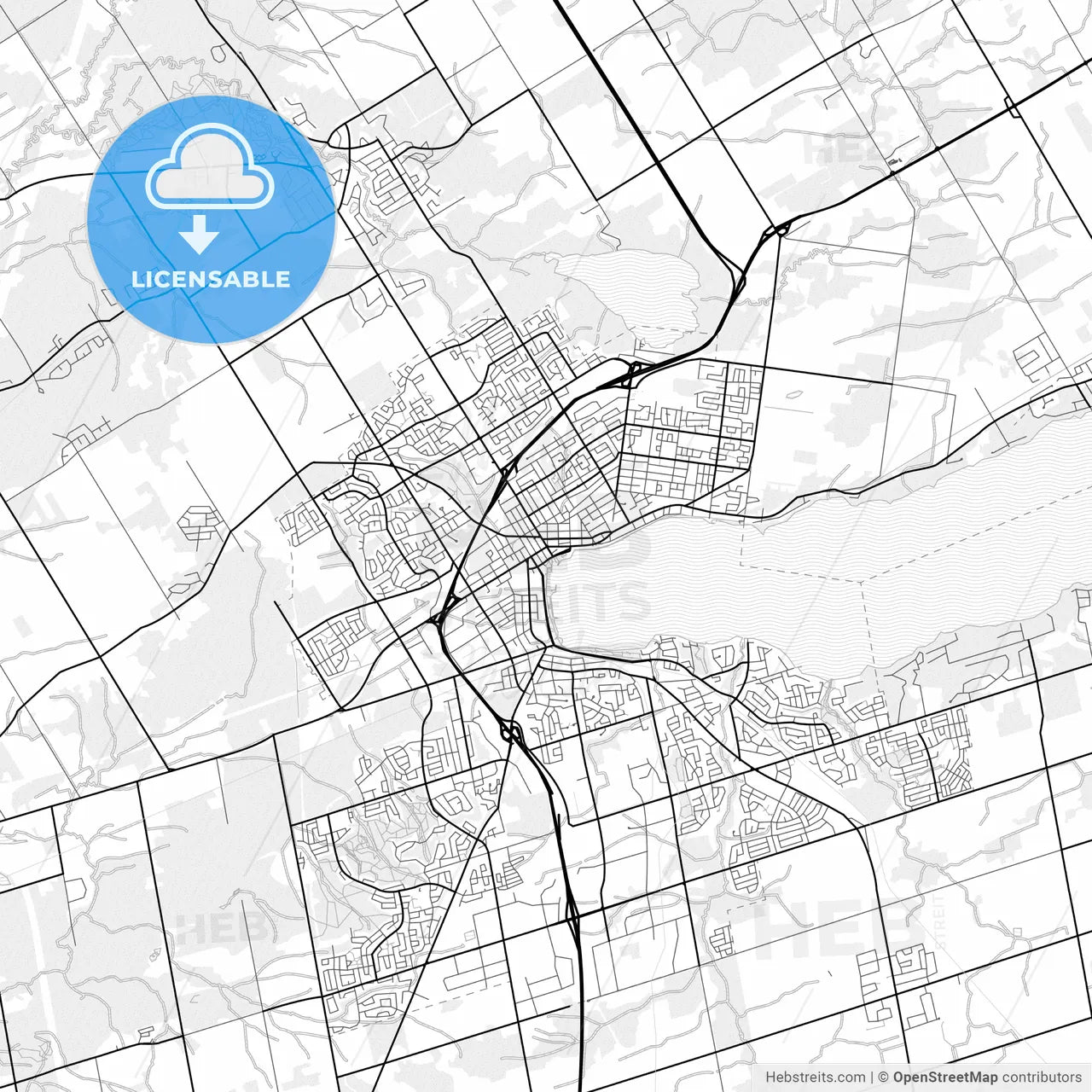 Vector PDF map of Barrie, Canada