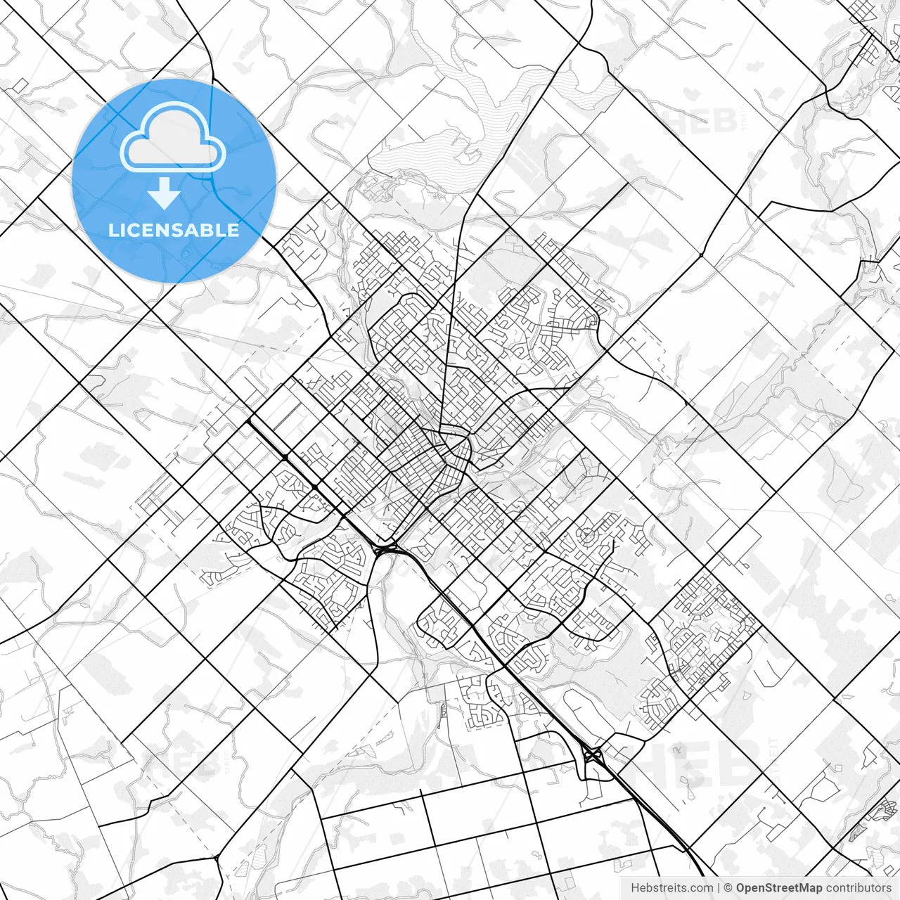 Vector PDF map of Guelph, Canada