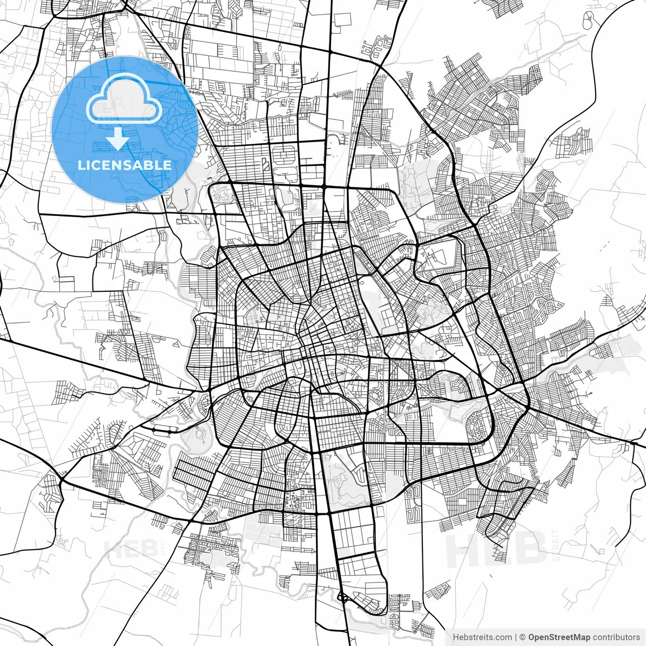 Vector PDF map of Aguascalientes, Mexico