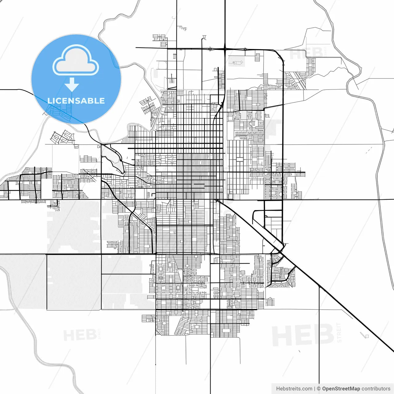 Vector PDF map of Ciudad Obregón, Mexico