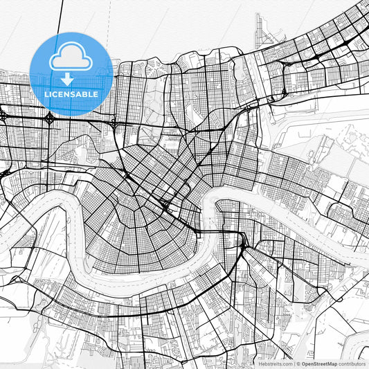 Vector PDF map of New Orleans, Louisiana, United States
