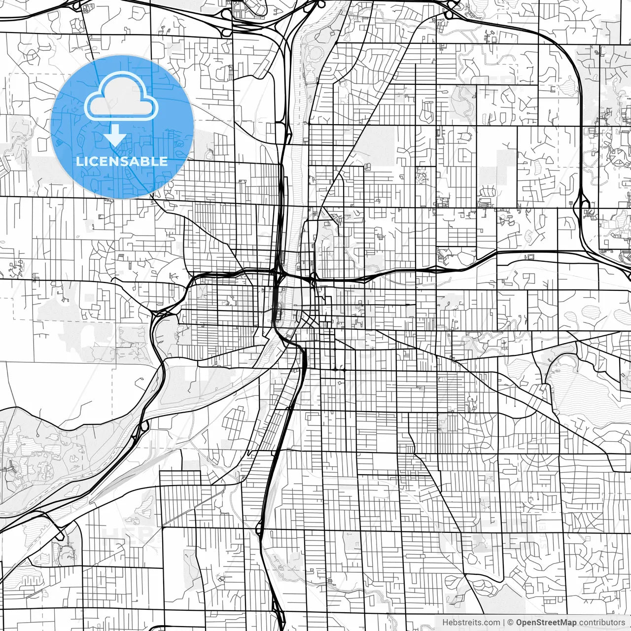Vector PDF map of Grand Rapids, Michigan, United States