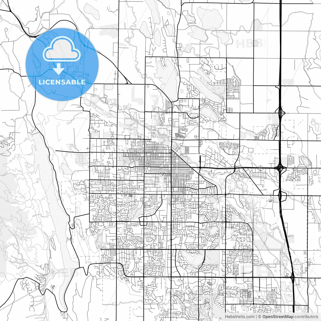 Vector PDF map of Fort Collins, Colorado, United States