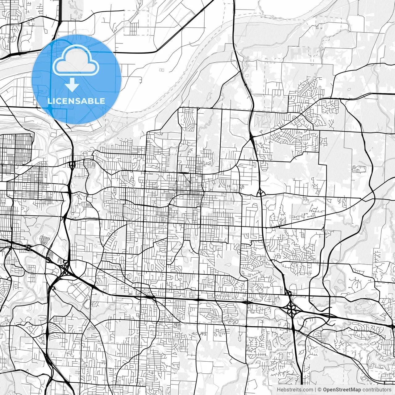 Vector PDF map of Independence, Missouri, United States