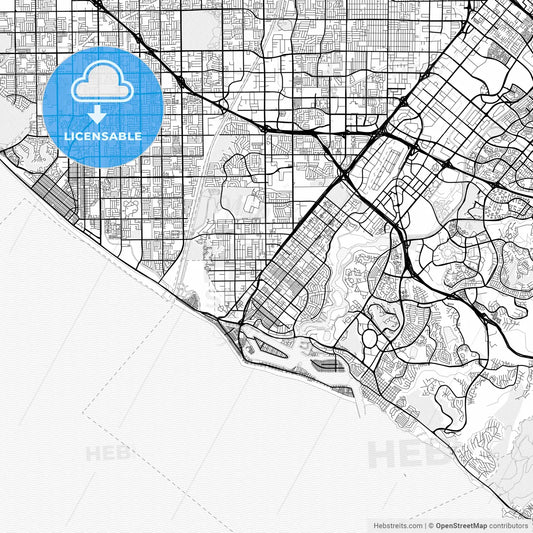 Vector PDF map of Costa Mesa, California, United States
