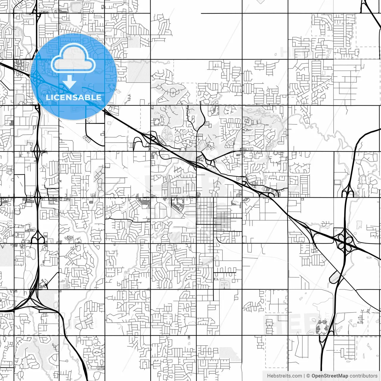 Vector PDF map of Broken Arrow, Oklahoma, United States