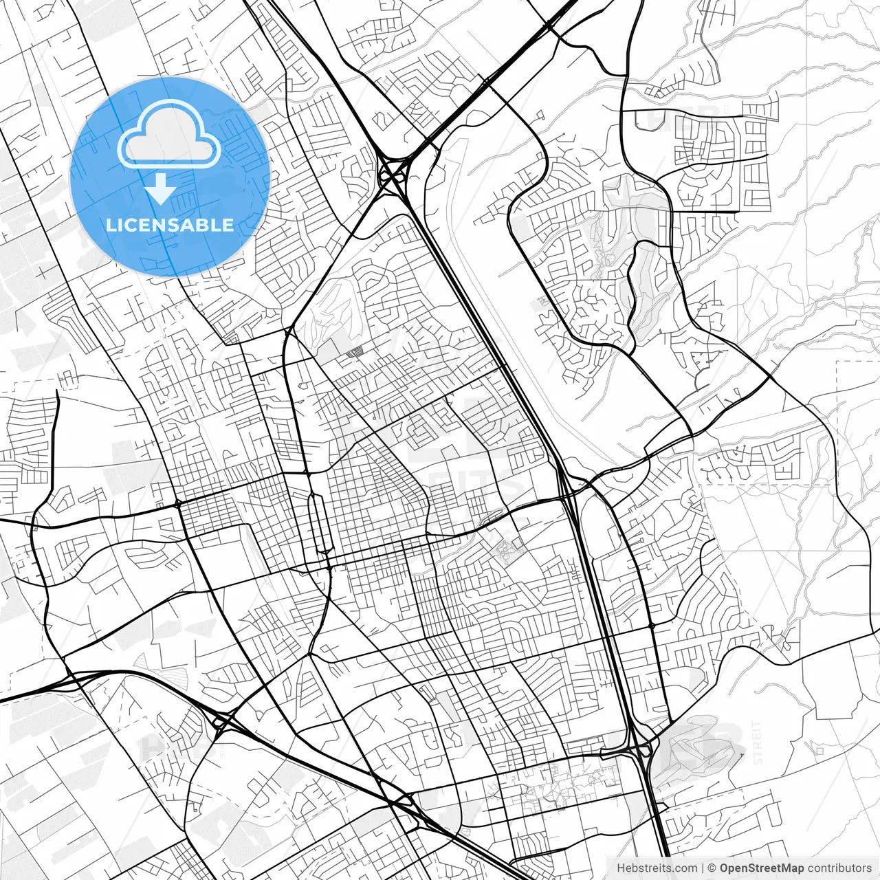 Vector PDF map of Las Cruces, New Mexico, United States