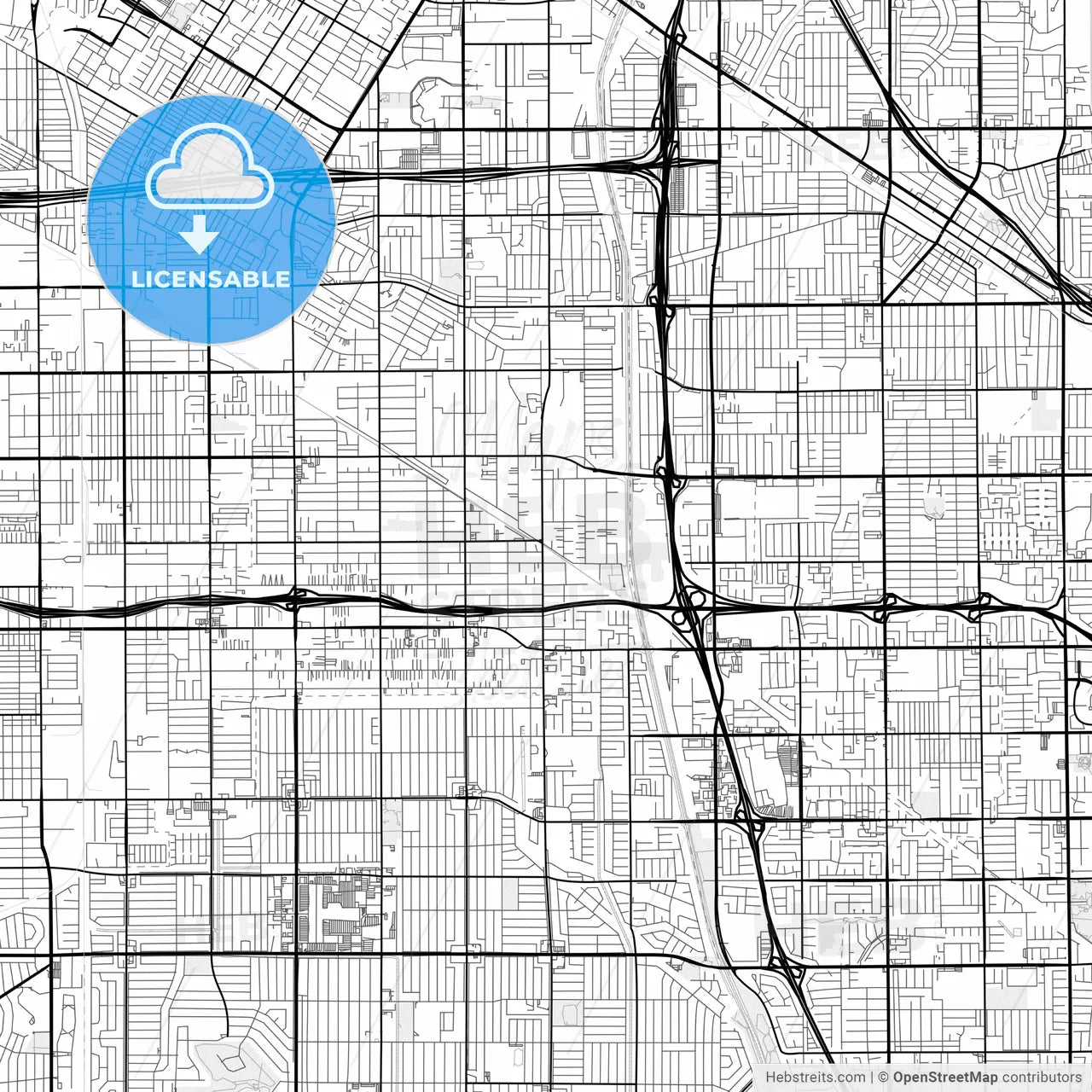 Vector PDF map of Bellflower, California, United States