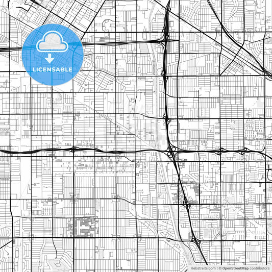 Vector PDF map of Bellflower, California, United States