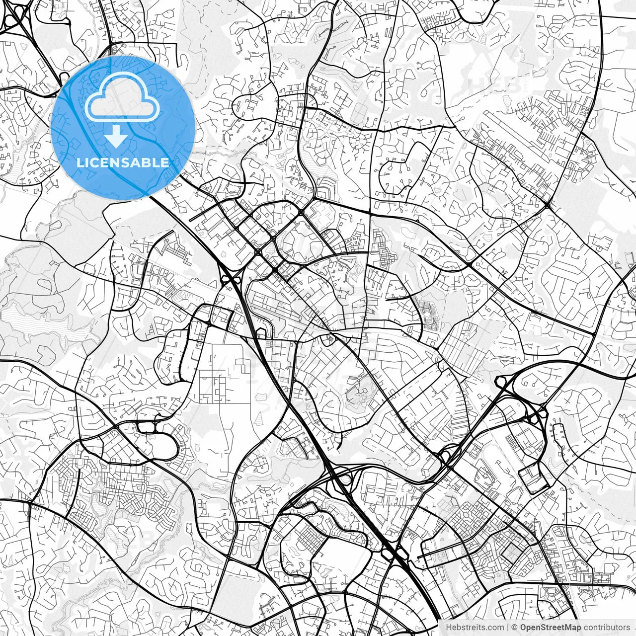 Vector PDF map of Gaithersburg, Maryland, United States