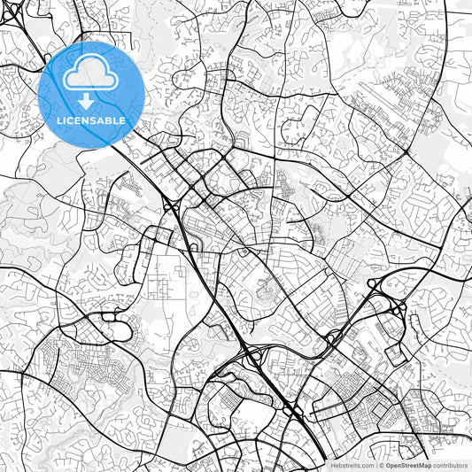 Vector PDF map of Gaithersburg, Maryland, United States