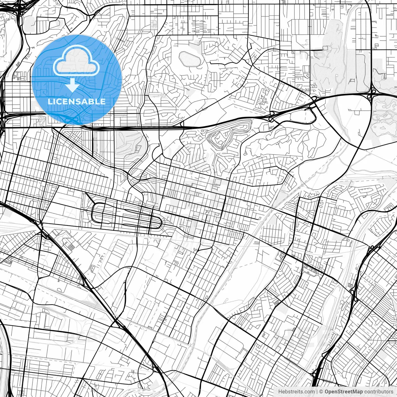 Vector PDF map of Montebello, California, United States