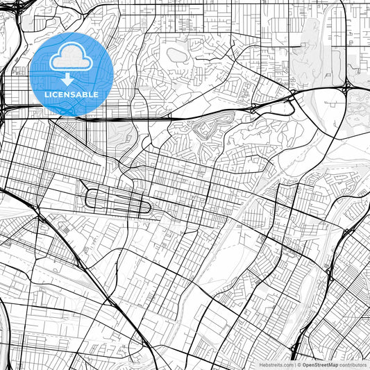 Vector PDF map of Montebello, California, United States