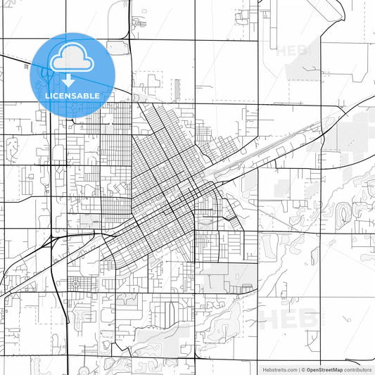 Vector PDF map of Grand Island, Nebraska, United States