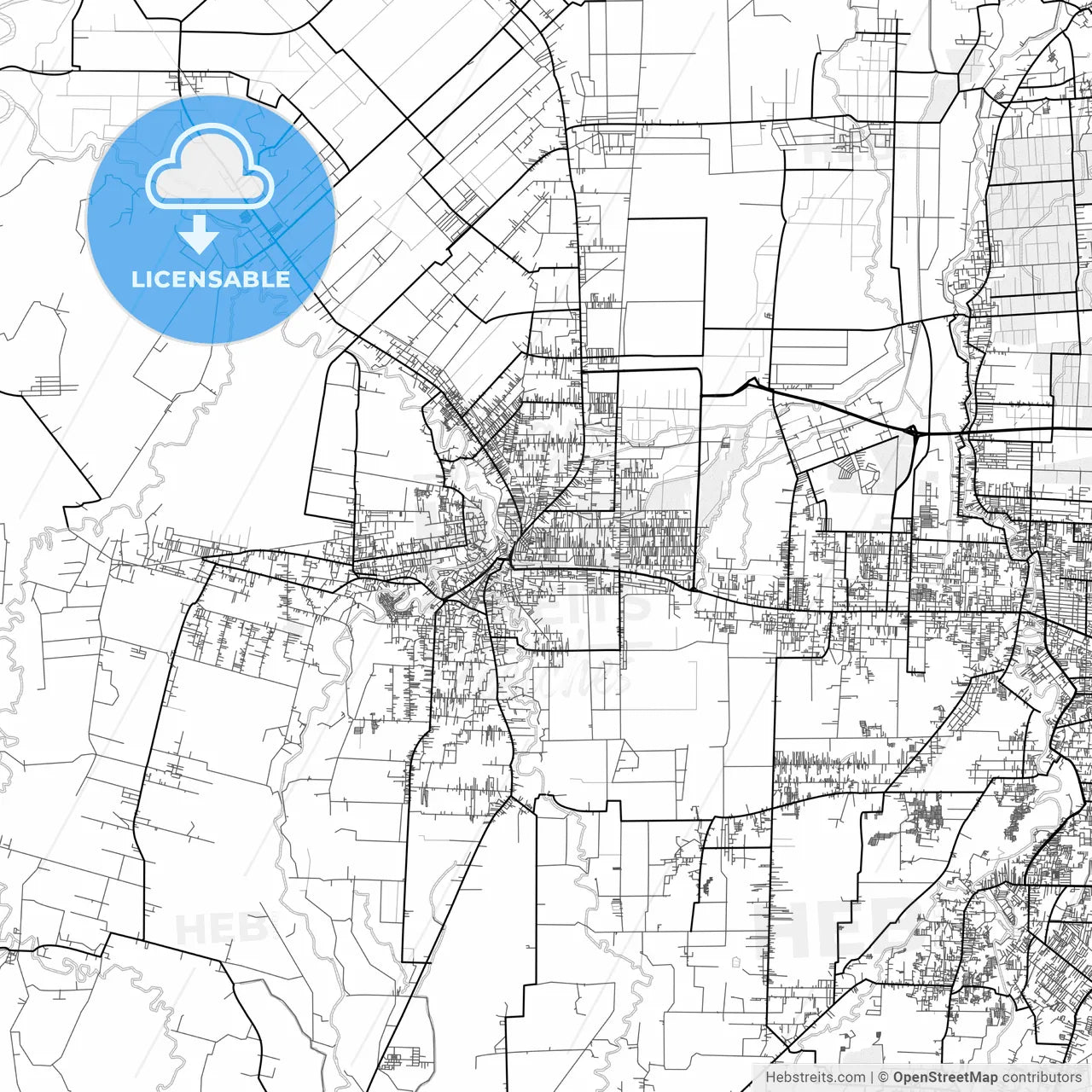Vector PDF map of Binjai, Indonesia