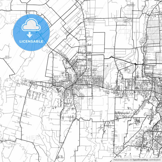 Vector PDF map of Binjai, Indonesia