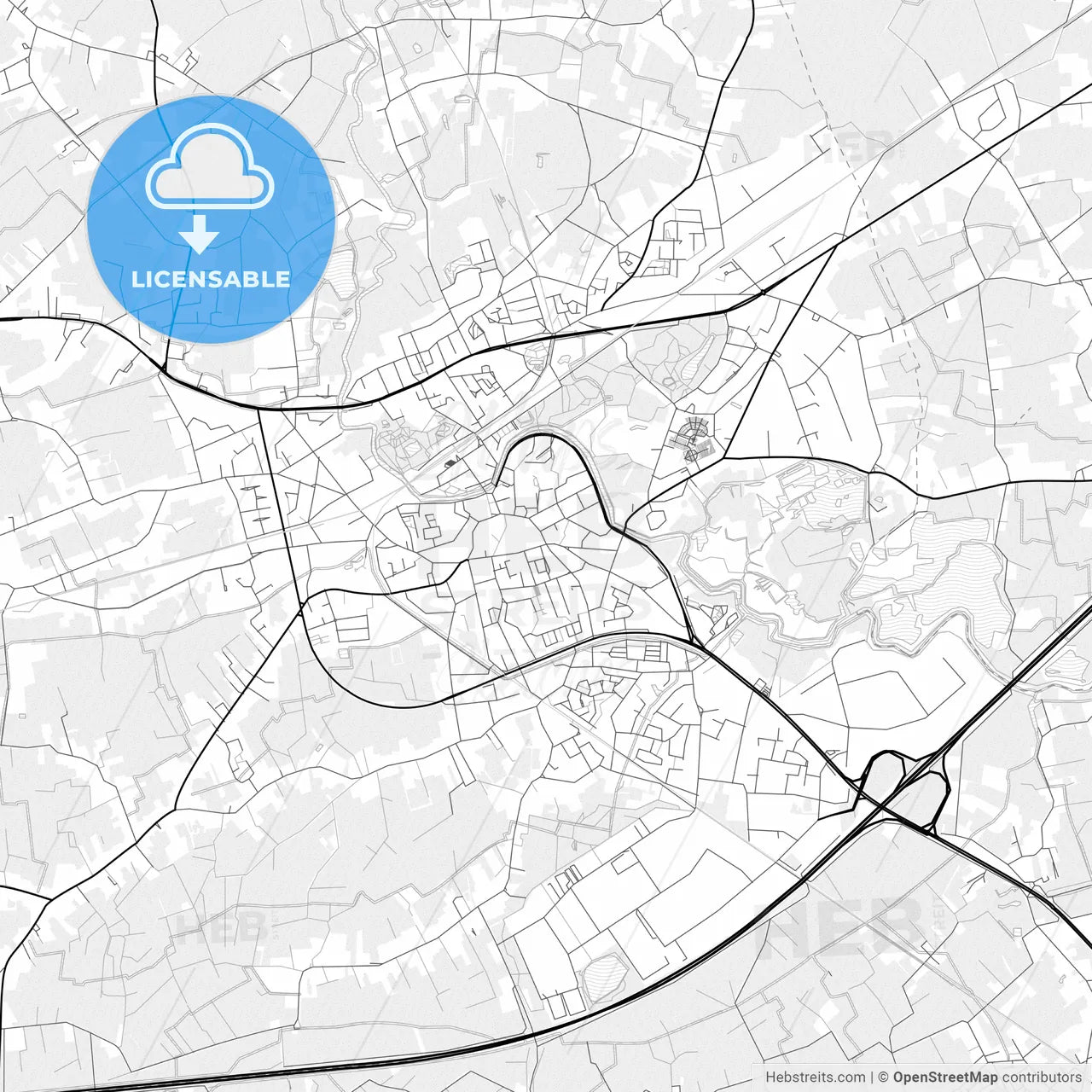 Vector PDF map of Lokeren, Belgium
