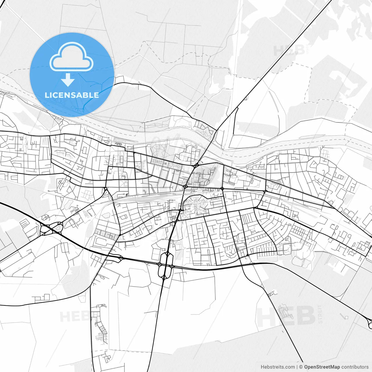 Vector PDF map of Osijek, Croatia