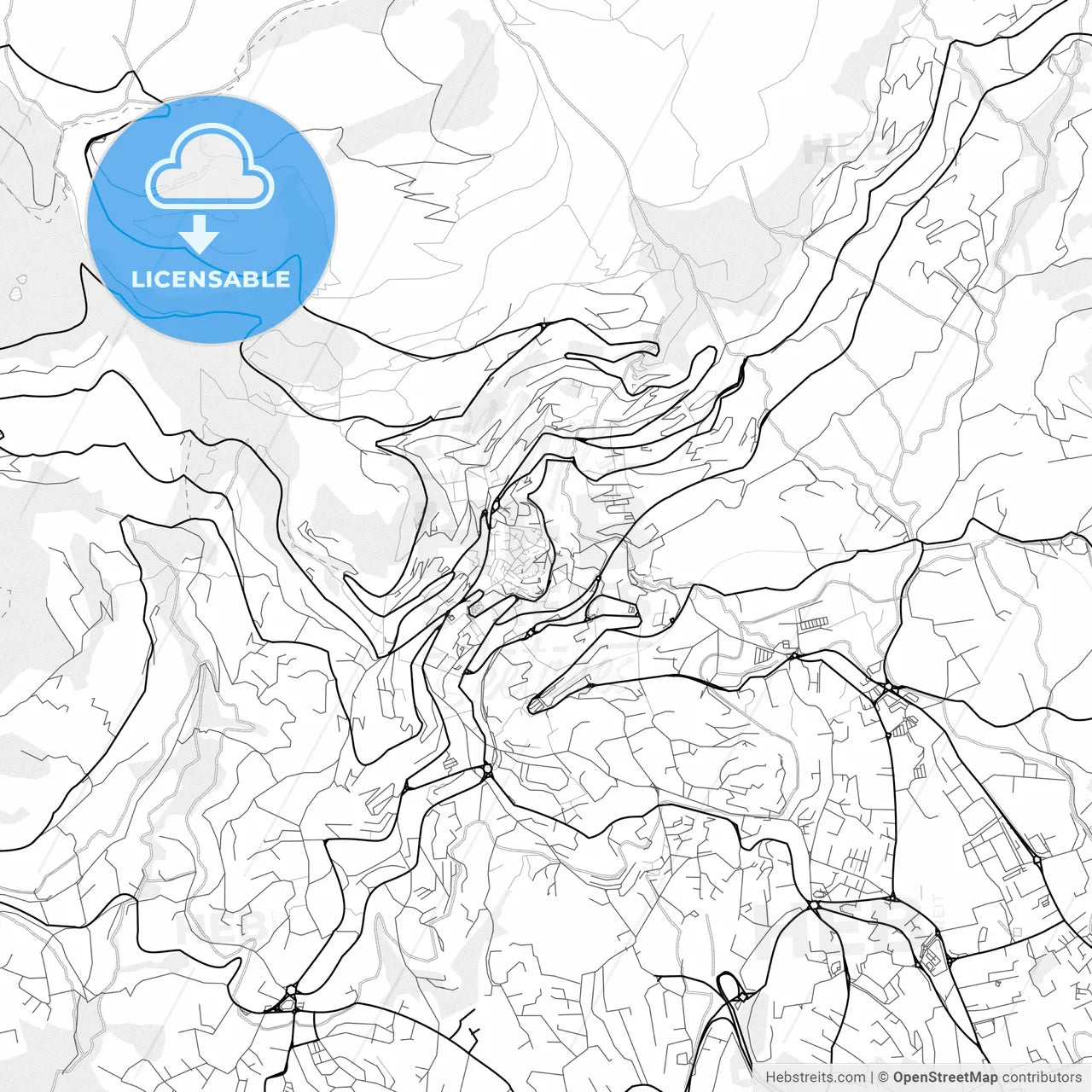 Vector PDF map of Grasse, France