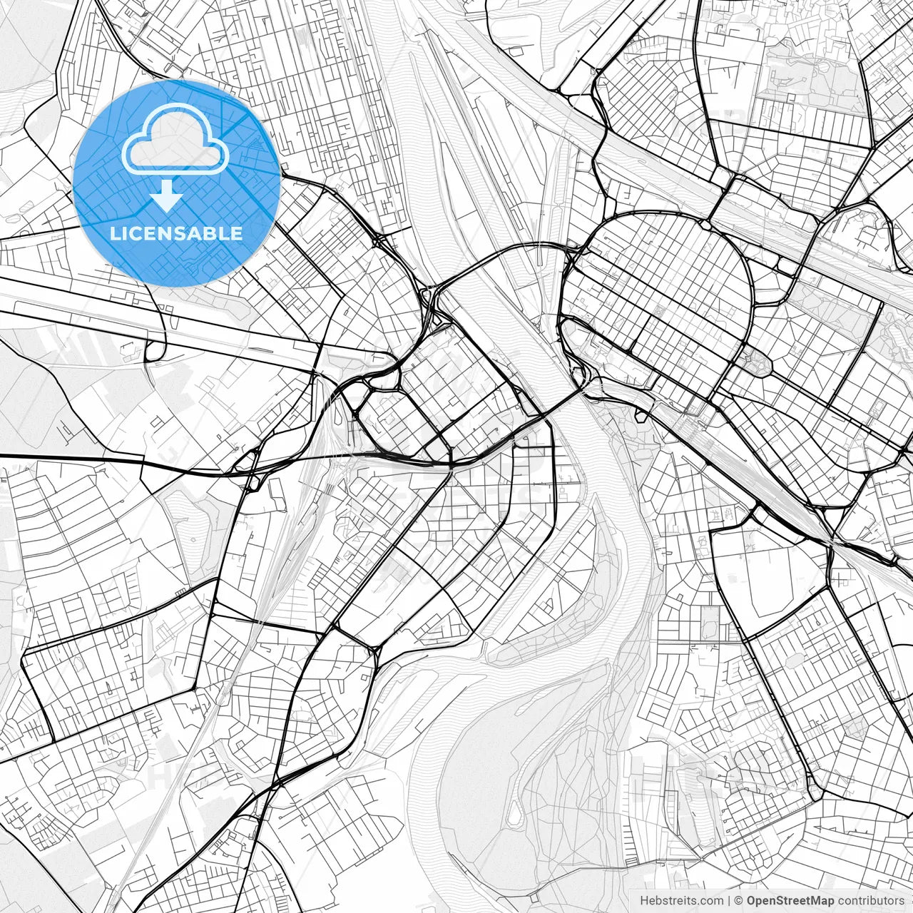 Vector PDF map of Ludwigshafen am Rhein, Germany