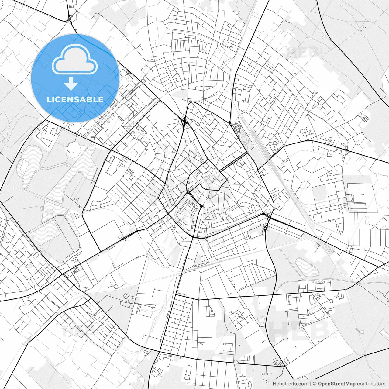 Vector PDF map of Kecskemét, Hungary
