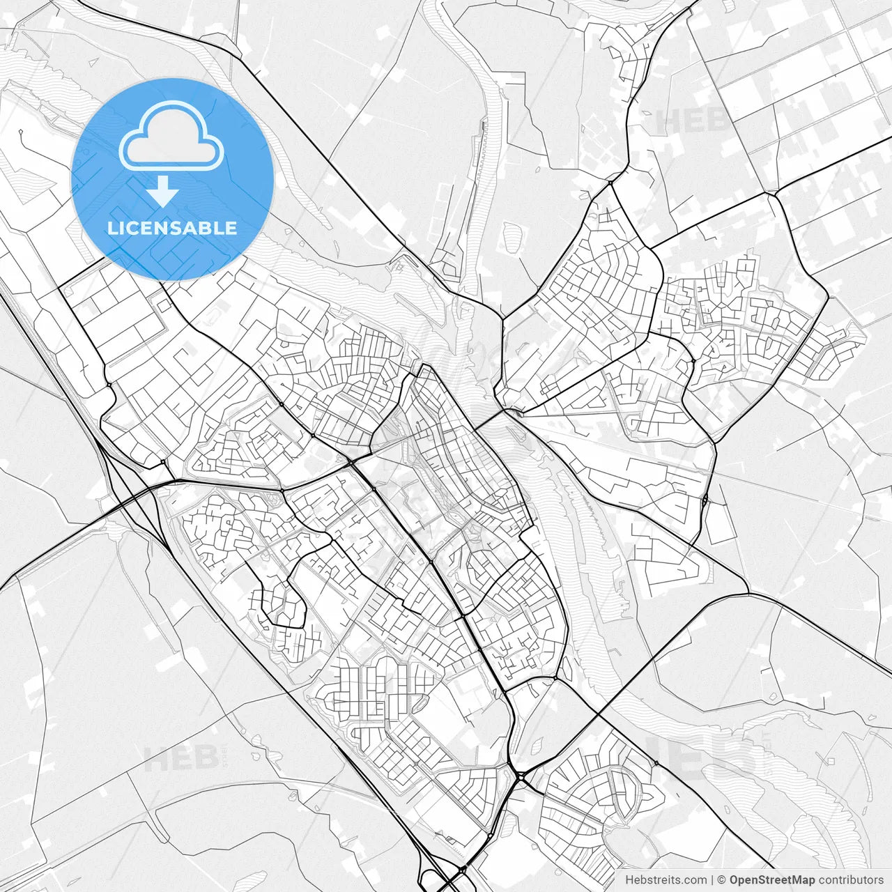 Vector PDF map of Kampen, Netherlands