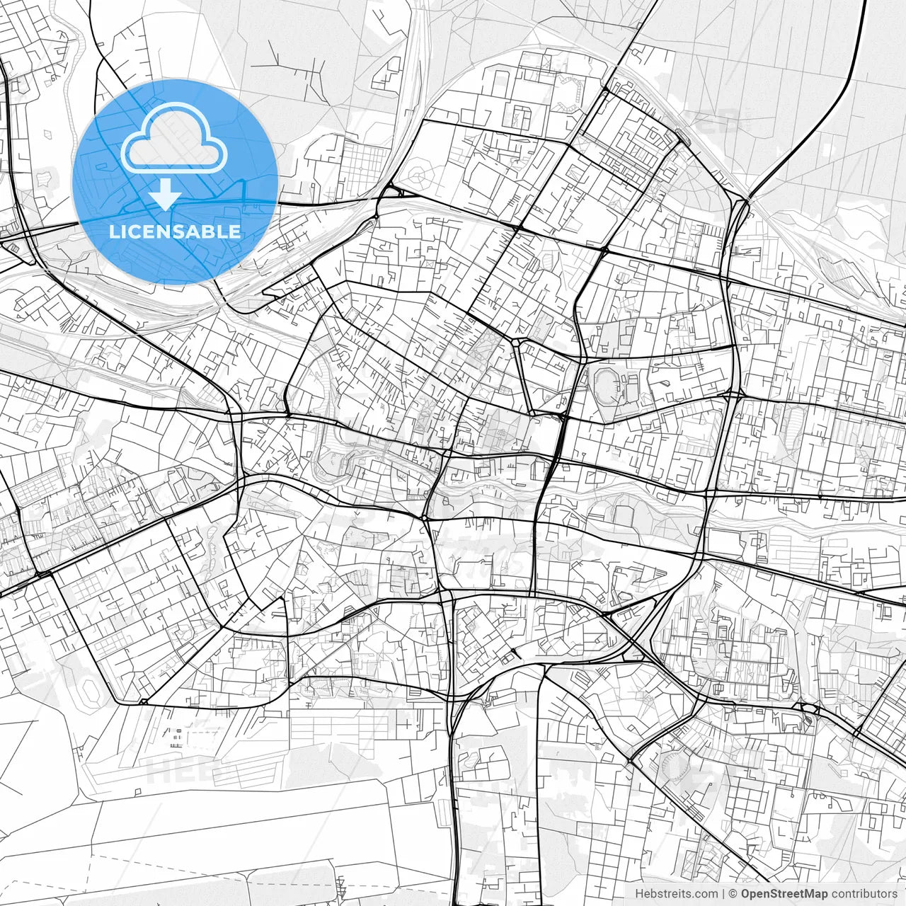 Vector PDF map of Bydgoszcz, Poland