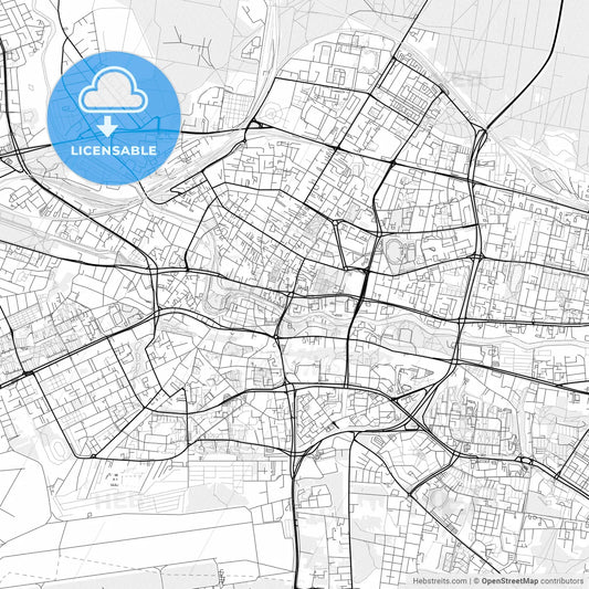 Vector PDF map of Bydgoszcz, Poland
