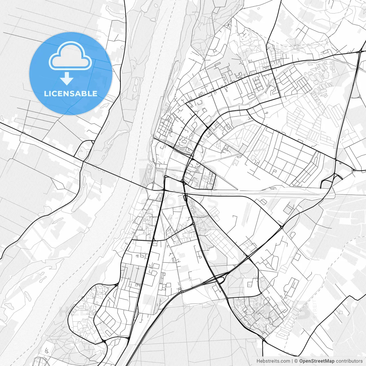 Vector PDF map of Grudziądz, Poland