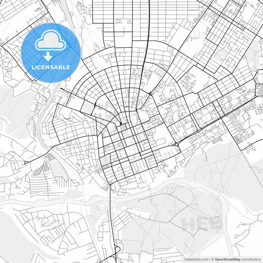 Vector PDF map of Orenburg, Russia