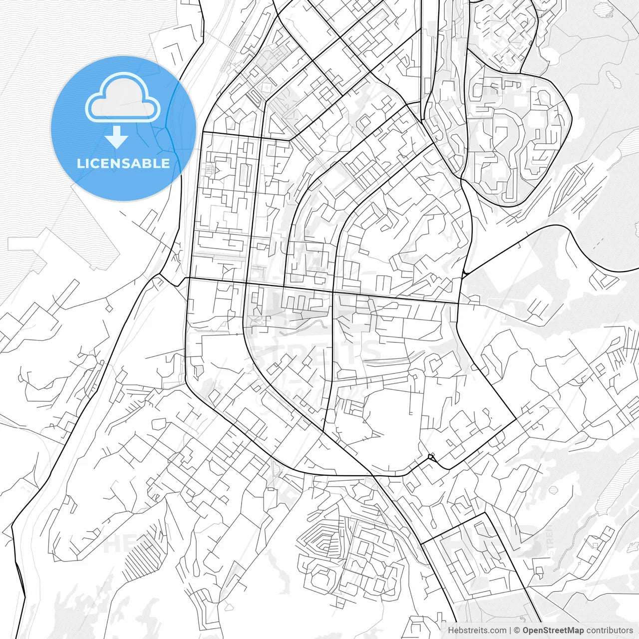 Vector PDF map of Murmansk, Russia