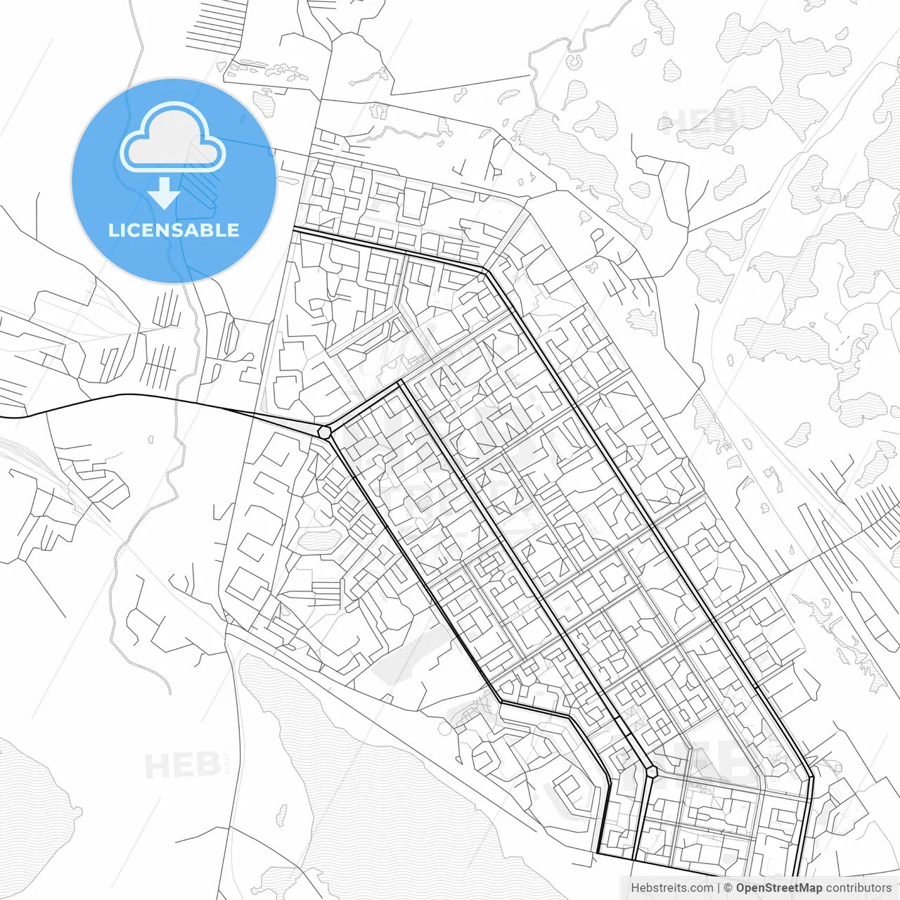 Vector PDF map of Norilsk, Russia