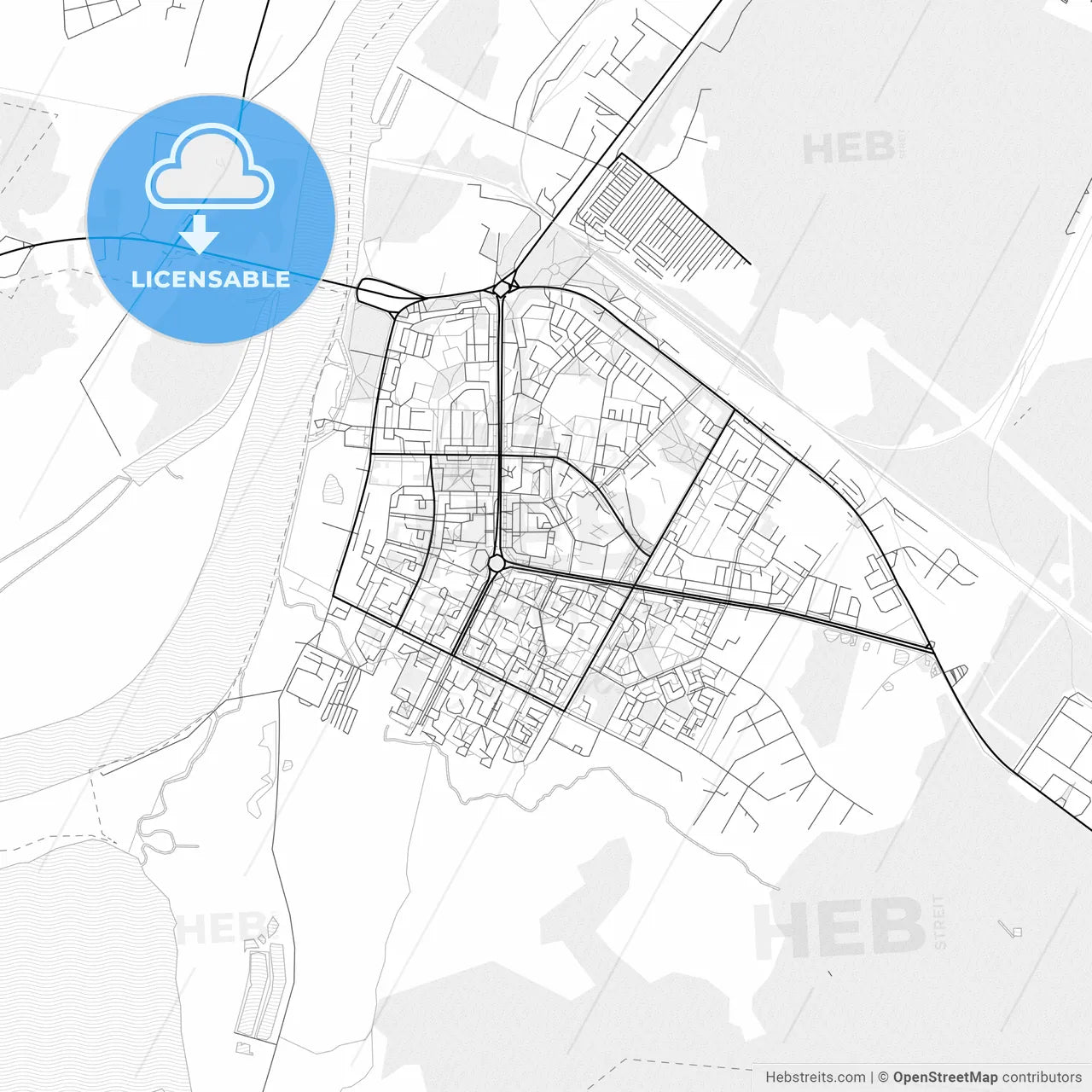 Vector PDF map of Kirishi, Russia