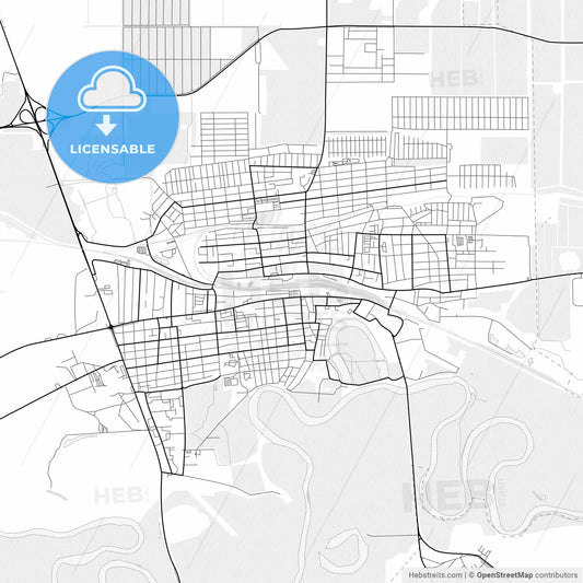 Vector PDF map of Kropotkin, Russia