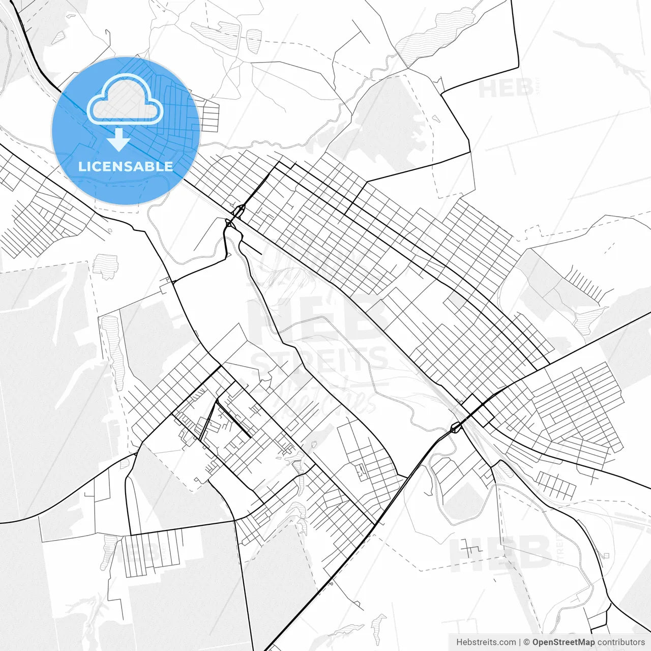 Vector PDF map of Kostiantynivka, Ukraine