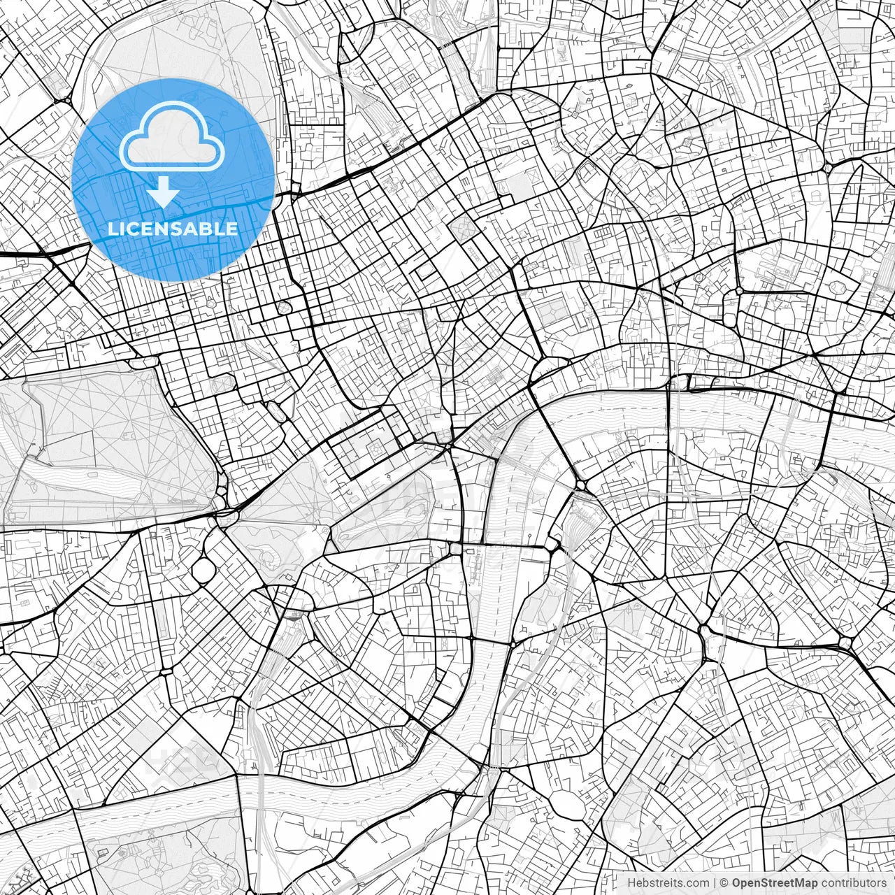 Vector PDF map of London, England