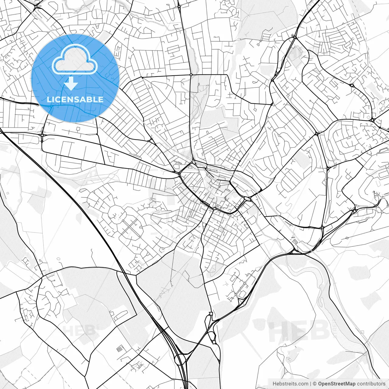 Vector PDF map of Luton, England