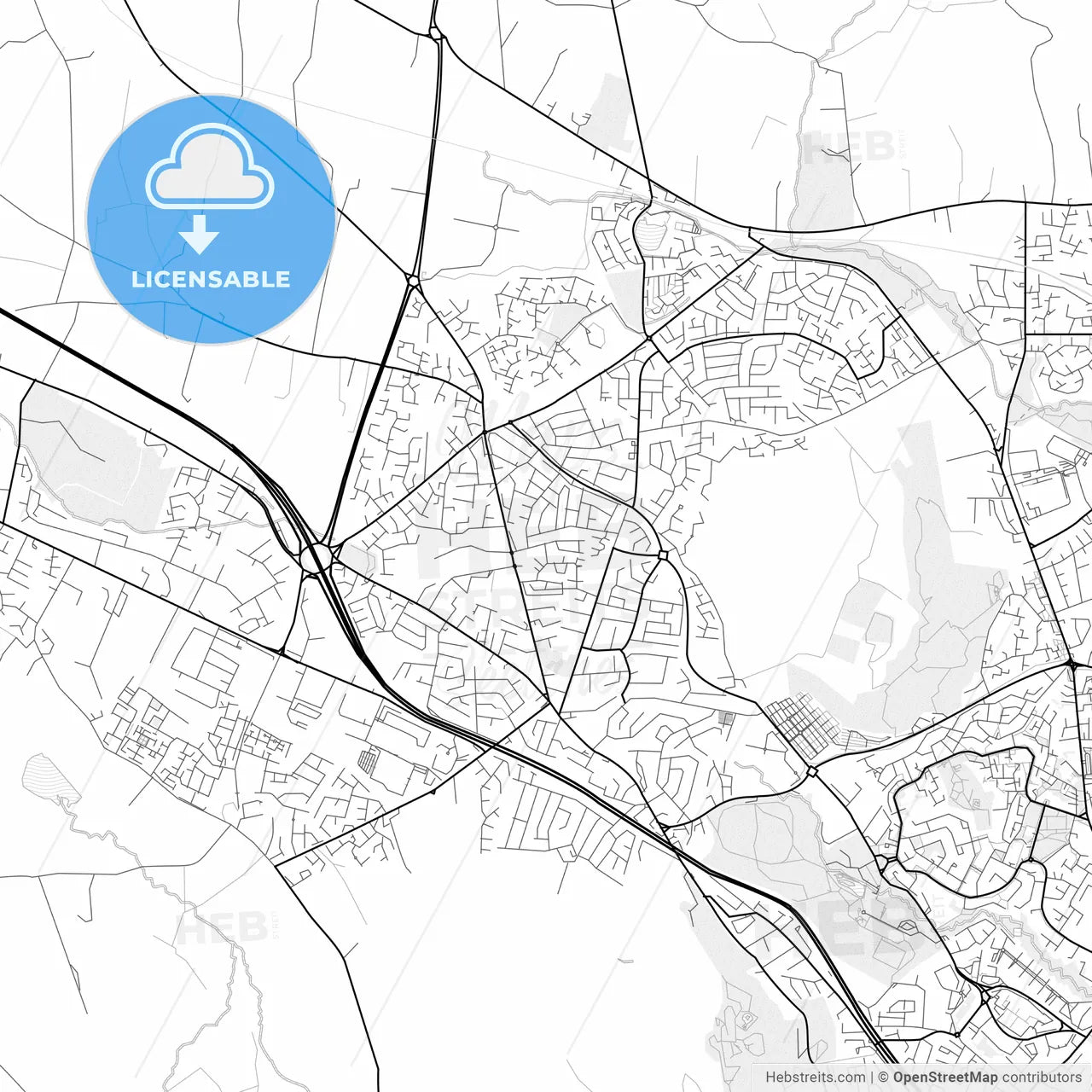 Vector PDF map of Newtownabbey, Northern Ireland