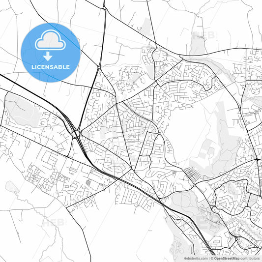 Vector PDF map of Newtownabbey, Northern Ireland