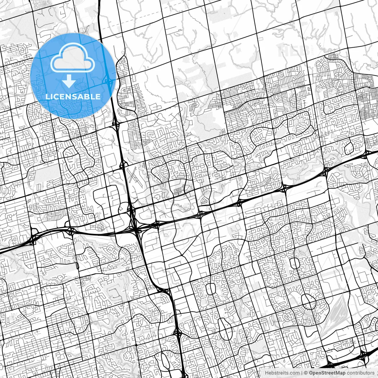 Vector PDF map of Markham, Canada
