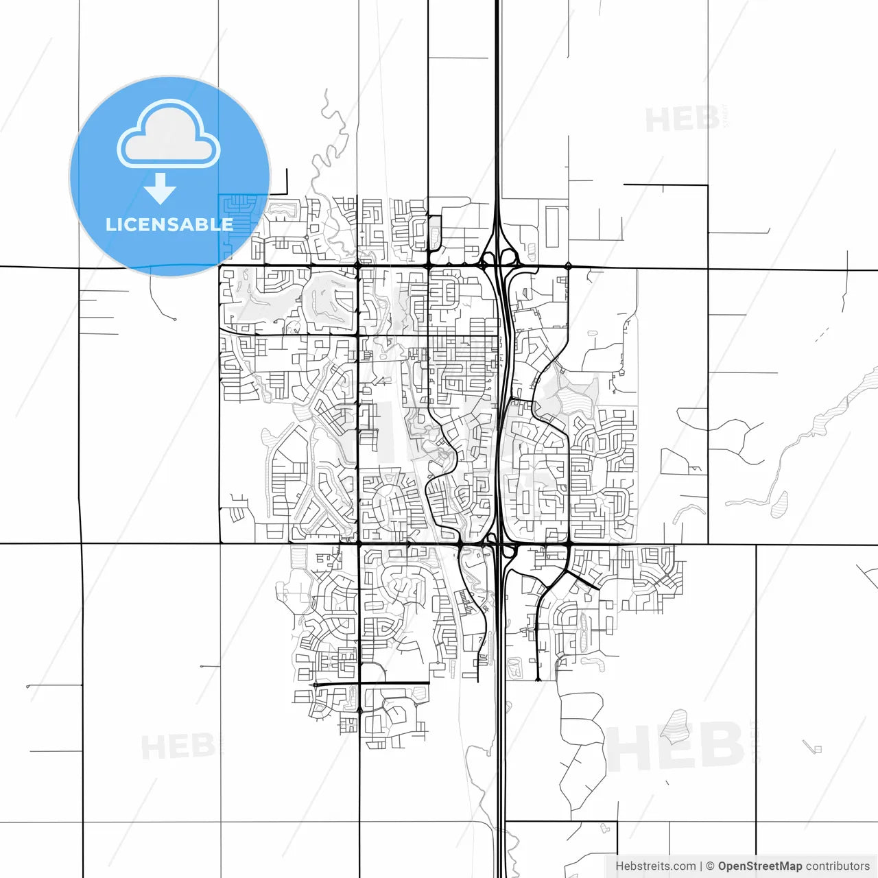 Vector PDF map of Airdrie, Canada